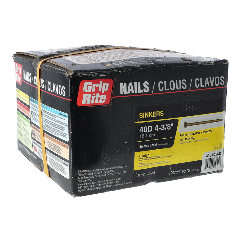 GRIP-RITE 50LB SINKER NAILS 40D 4-3/8'' SMOOTH SHANK