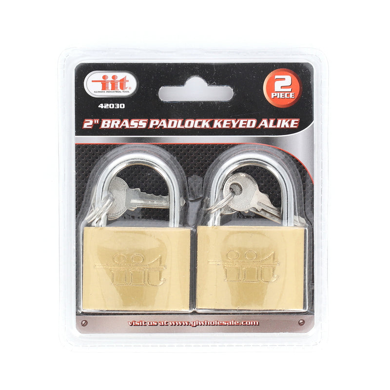 IIT 2pc 2'' BRASS PADLOCK KEYED ALIKE