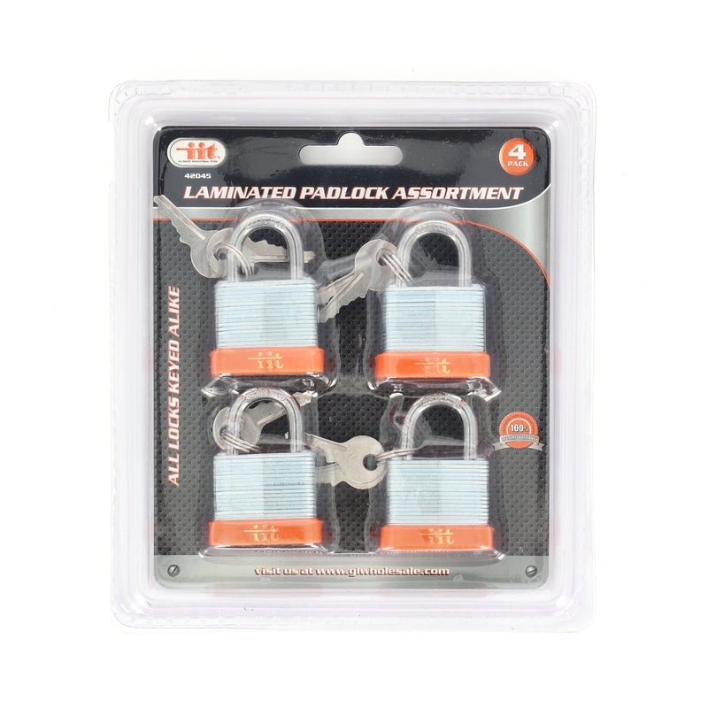 IIT 4pc 1-1/4'' LAMINATED PADLOCK KEYED ALIKE