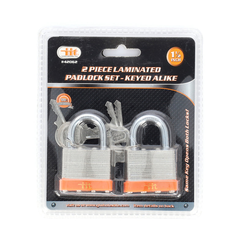 IIT 2pc 1-1/2'' LAMINATED PADLOCK KEYED ALIKE