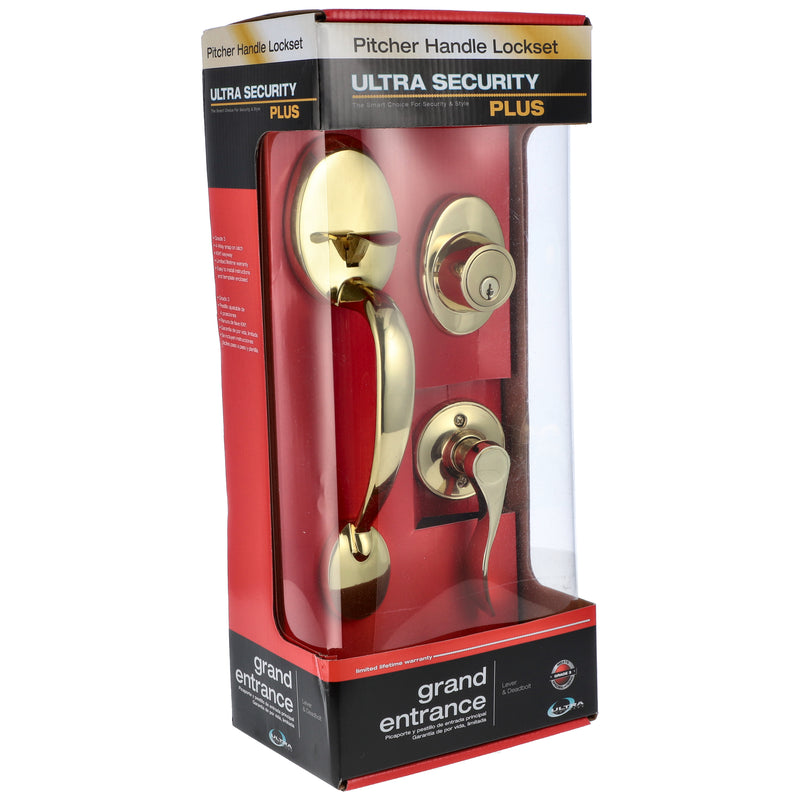 PITCHER HANDLE LOCKSET POLISHED BRASS