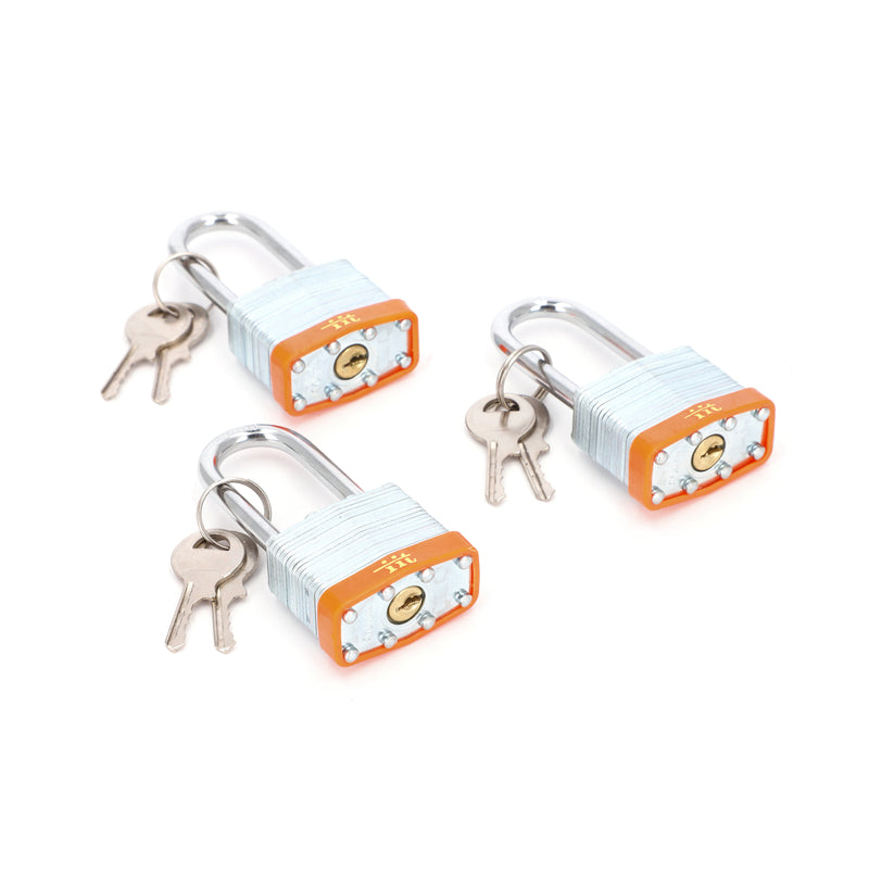 IIT 3pc 1.5'' LAMINATED PADLOCK LONG SHANK KEYED ALIKE