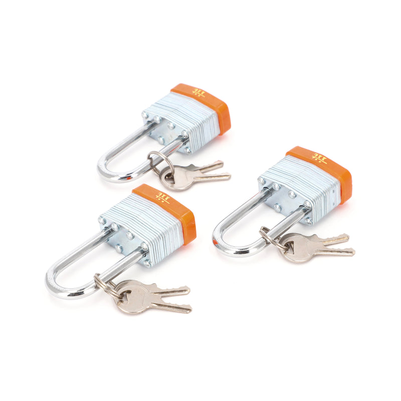 IIT 3pc 1.5'' LAMINATED PADLOCK LONG SHANK KEYED ALIKE