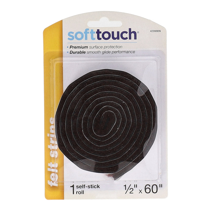 SOFT TOUCH 1/2x 60'' BROWN FELT STRIP ROLL SELF-STICK
