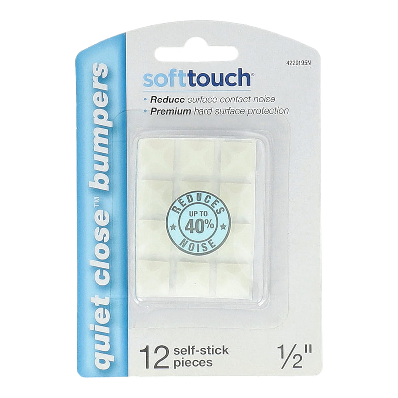 SOFT TOUCH 12PK 1/2'' QUIET CLOSE BUMPERS SELF-ADHESIVE