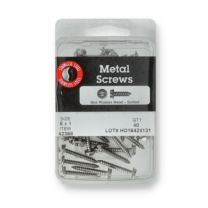 HILLMAN 40pc STAINLESS HEX WASHER HEAD SCREWS SLOTTED 6x1''