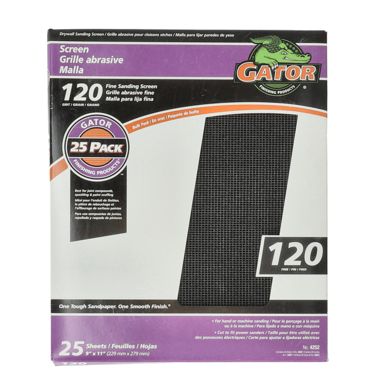 GATOR 25PK 9x11'' SANDING SCREENS 120 FINE GRIT