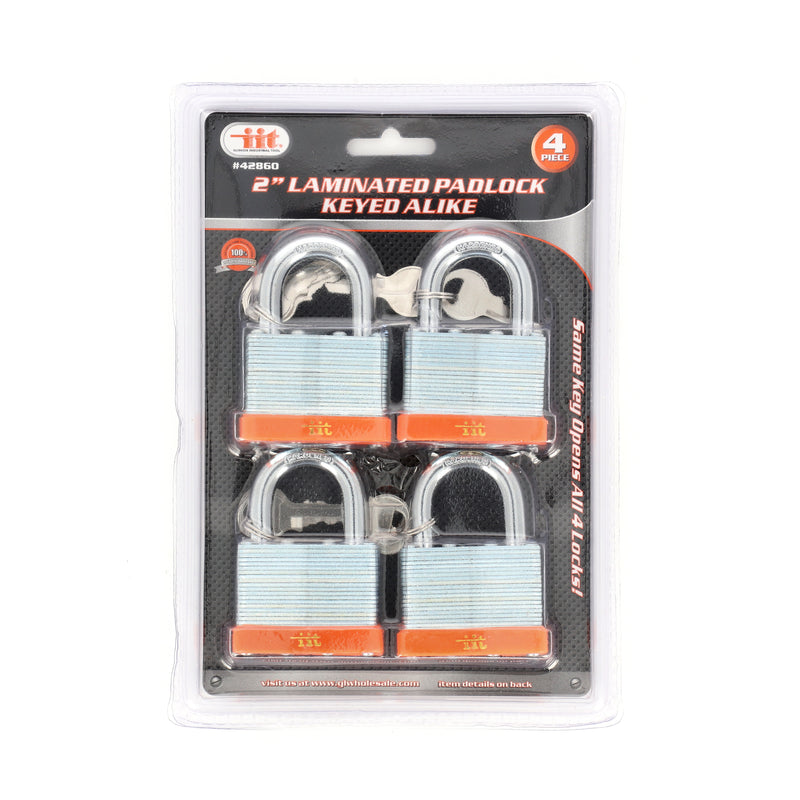 IIT 4pc 2'' LAMINATED PADLOCK KEYED ALIKE