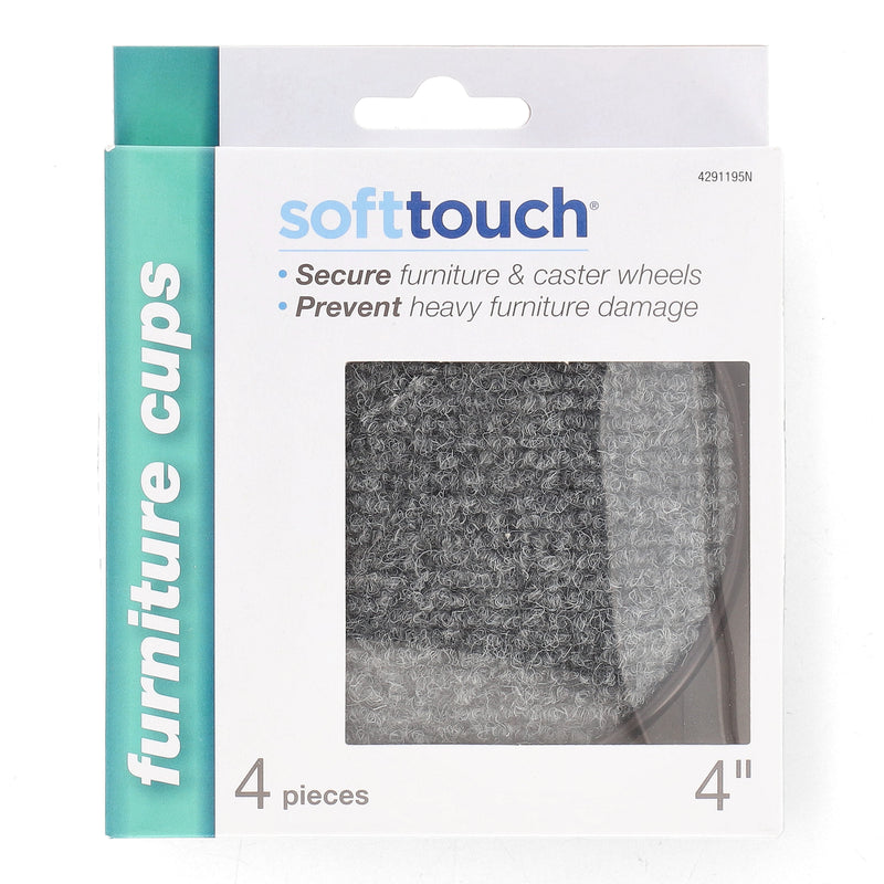 SOFT TOUCH 4PC 4'' CARPET BASED ROUND CASTER CUPS