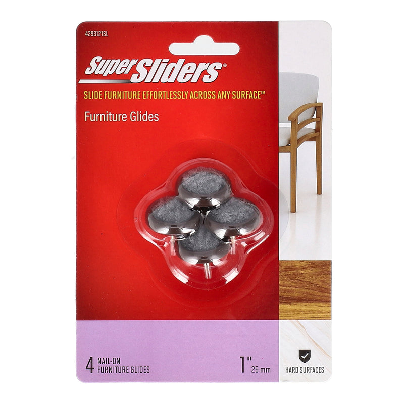 SUPERSLIDERS 4PC 1'' NAIL-ON FURNITURE GLIDES