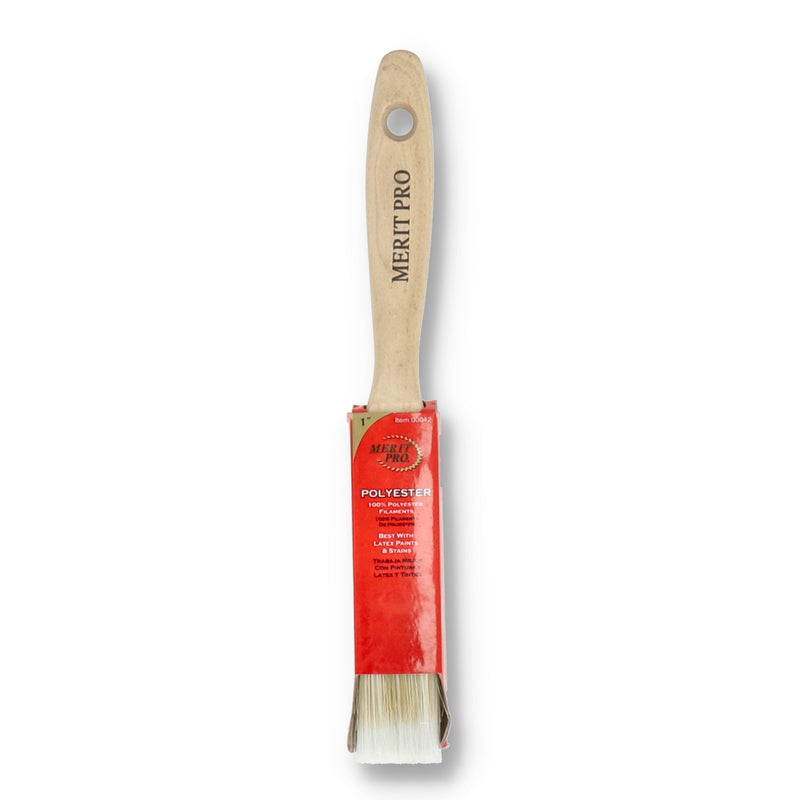 MERIT PRO 1'' POLYESTER WOOD HANDLE PAINT BRUSH BEAVERTAIL