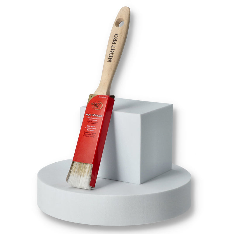 MERIT PRO 1'' POLYESTER WOOD HANDLE PAINT BRUSH BEAVERTAIL