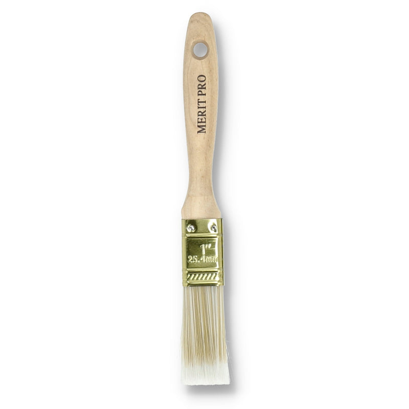 MERIT PRO 1'' POLYESTER WOOD HANDLE PAINT BRUSH BEAVERTAIL