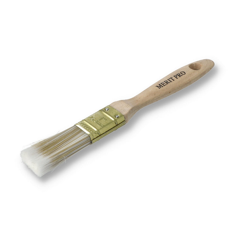 MERIT PRO 1'' POLYESTER WOOD HANDLE PAINT BRUSH BEAVERTAIL