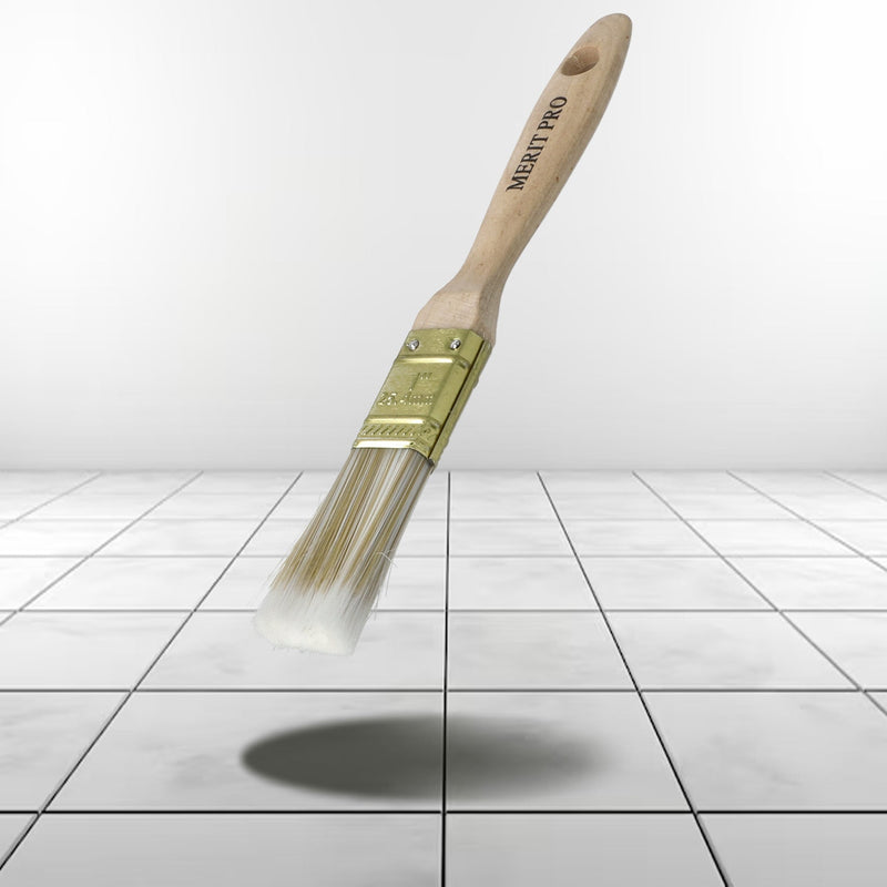 MERIT PRO 1'' POLYESTER WOOD HANDLE PAINT BRUSH BEAVERTAIL