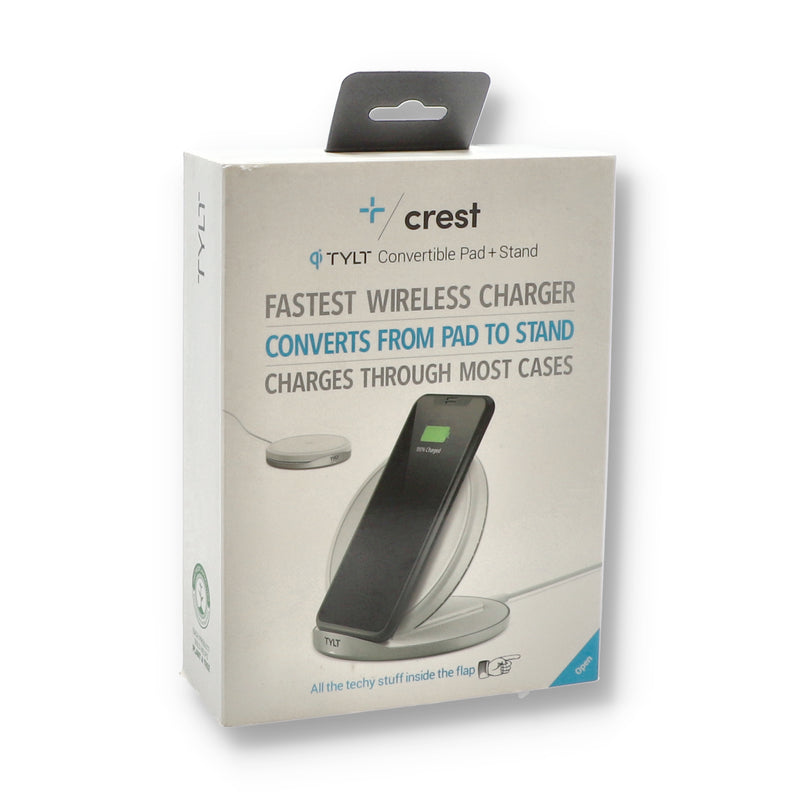 CREST WHITE WIRELESS CHARGER PAD & STAND WITH USB-C CABLE