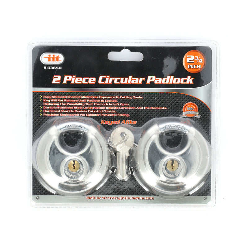 IIT 2pk 2-3/4'' DISC LOCK SET KEYED ALIKE