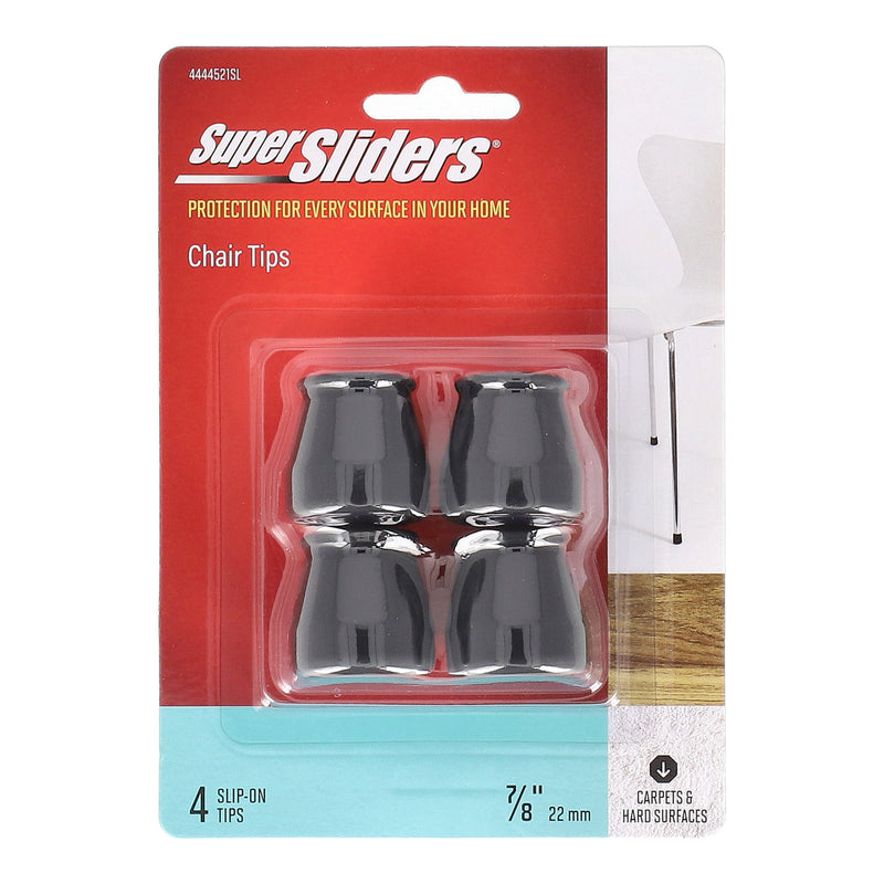 SUPERSLIDERS 4PC 7/8'' BLACK RUBBER CHAIR TIPS