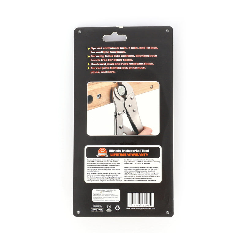 IIT 3pc LOCKING PLIERS CURVED JAW
