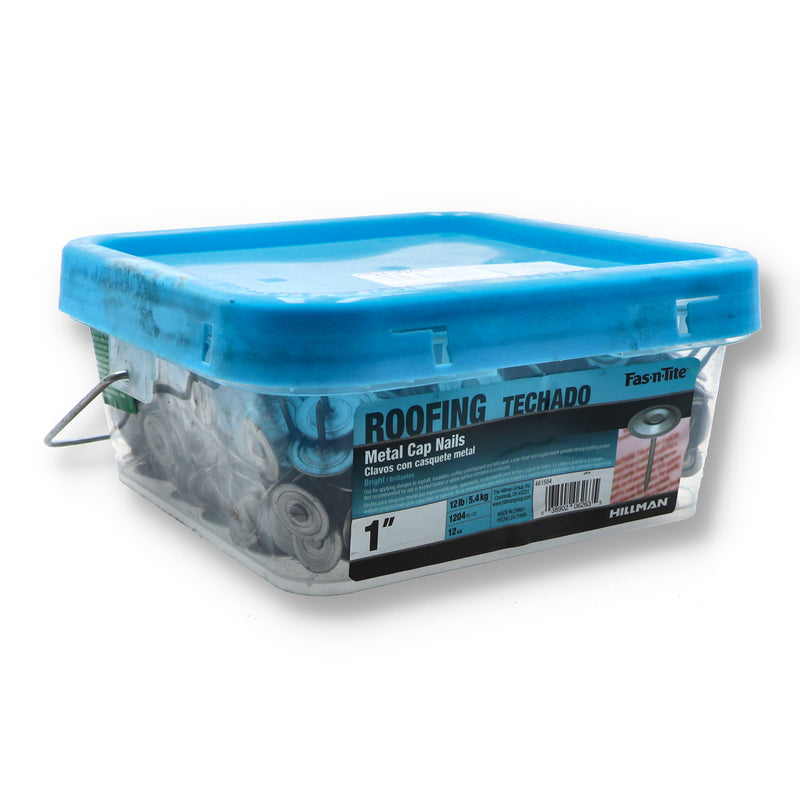 FAS-N-TITE 12LB 1'' METAL CAP ROOFING NAILS 12 GAUGE BRIGHT