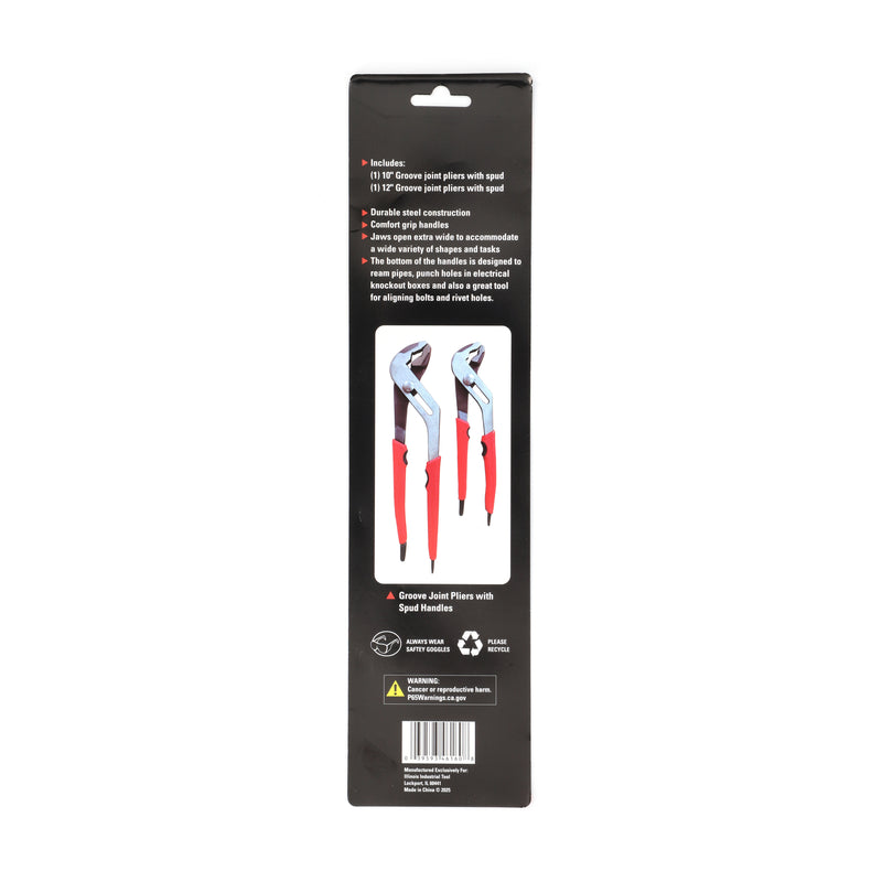 IIT PRO 2pc GROOVE JOINT PLIERS WITH SPUD BAR ENDS