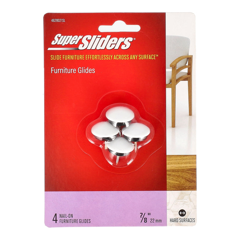 SUPER SLIDERS 4PC 7/8'' DOMED NAIL-ON FURNITURE GLIDERS WHITE