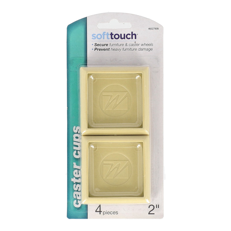 SOFT TOUCH 4PK 2'' SQUARE CASTER CUPS ALMOND COLOR