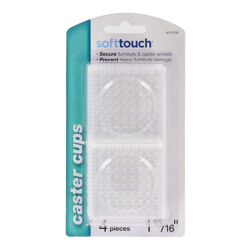 SOFT TOUCH 4PC 1-13/16'' SQUARE SPIKED CASTER CUPS CLEAR
