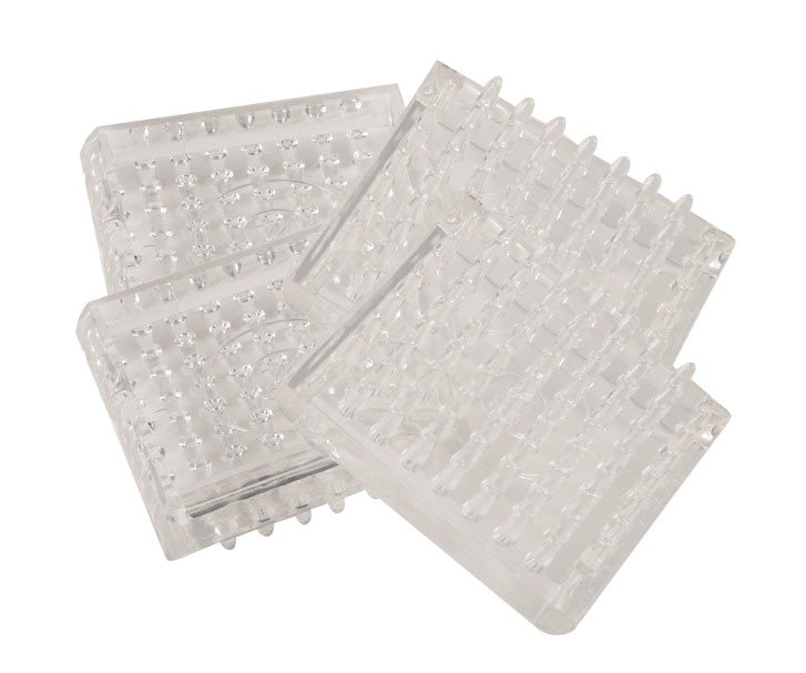 SOFT TOUCH 4PC 1-13/16'' SQUARE SPIKED CASTER CUPS CLEAR