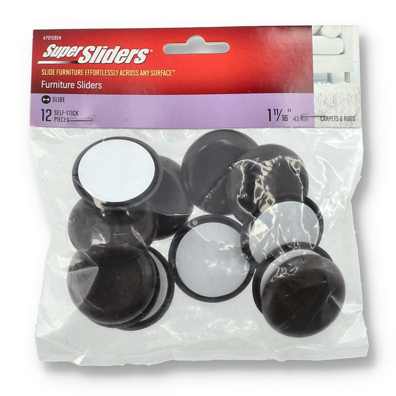 12pk 1-11/16'' BROWN ROUND HARD SUPER SLIDERS