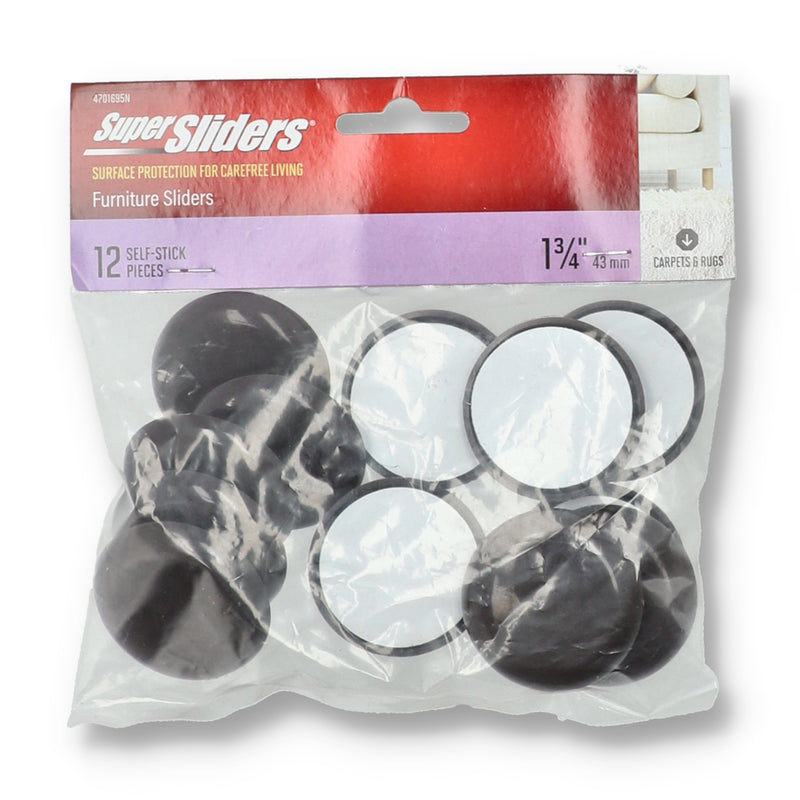 12pk 1-3/4'' BROWN ROUND HARD SUPER SLIDERS