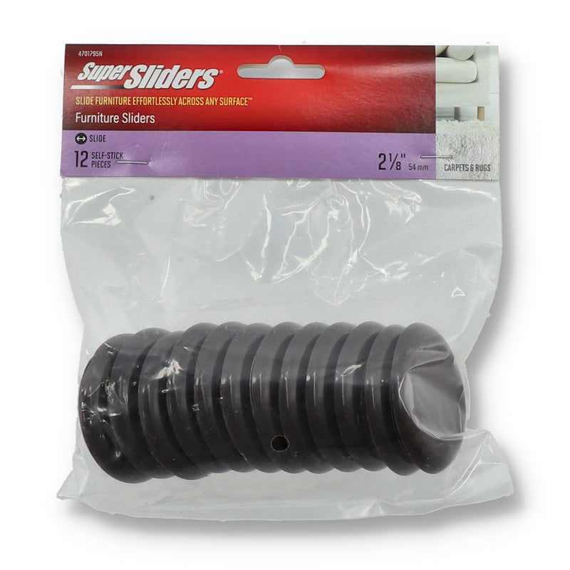 12pk 2-1/8'' BROWN ROUND HARD SUPER SLIDERS