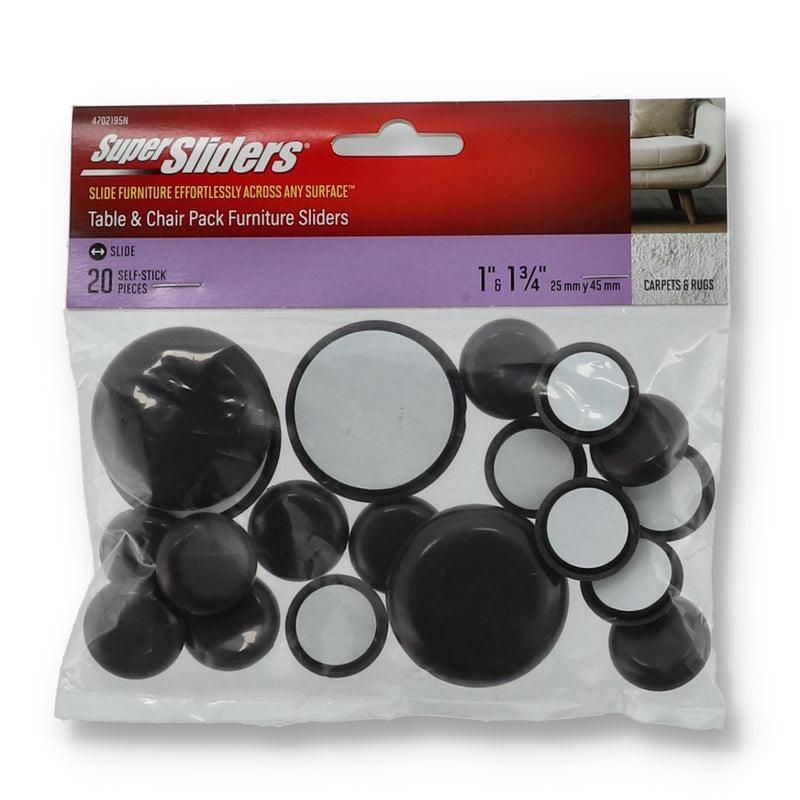 20PC 1 & 1-3/4'' BROWN ROUND TABLE & CHAIR SUPER SLIDERS
