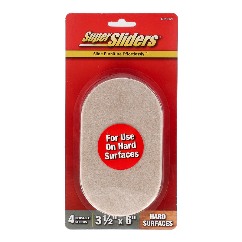 SUPERSLIDERS 4PK 3-1/2x6'' OVAL FELT SLIDERS