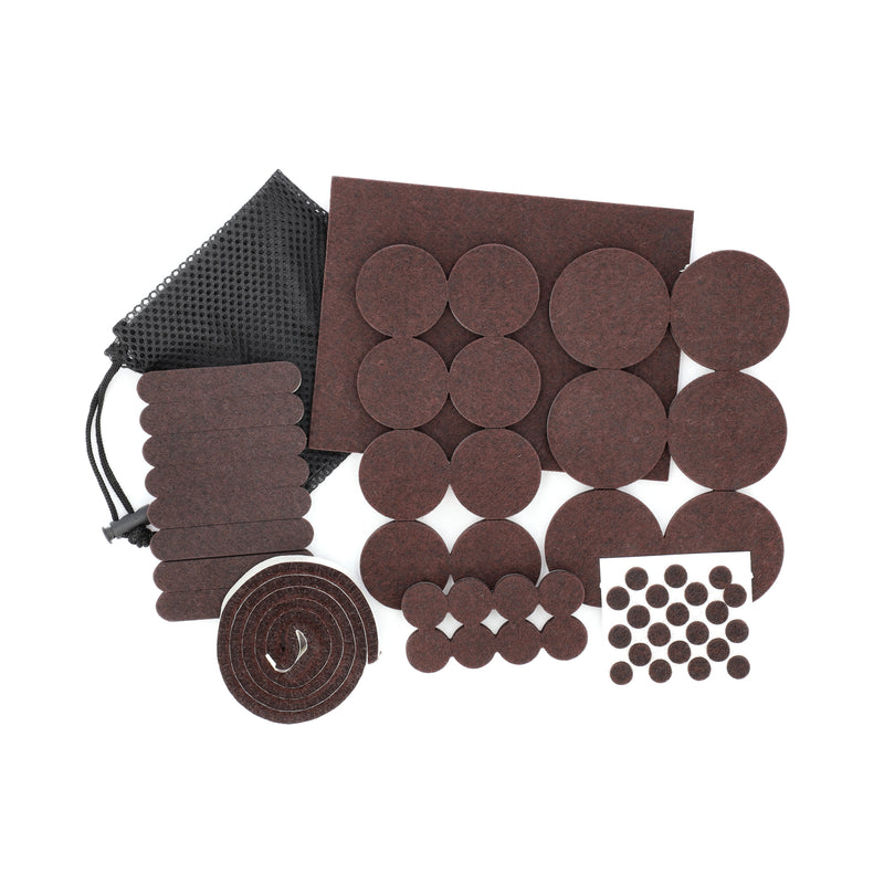 SUPER SLIDER 108PC ASSORTED BROWN FELT SLIDERS WITH STORAGE BAG