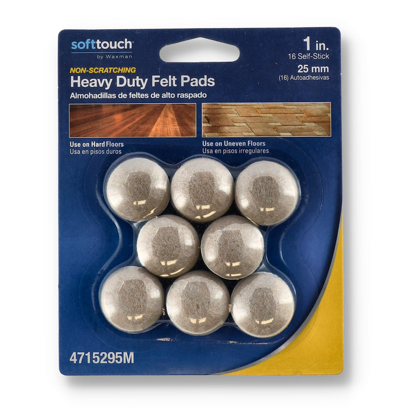 16PC 1'' OATMEAL ROUND NON SCRATCHING FELT PADS