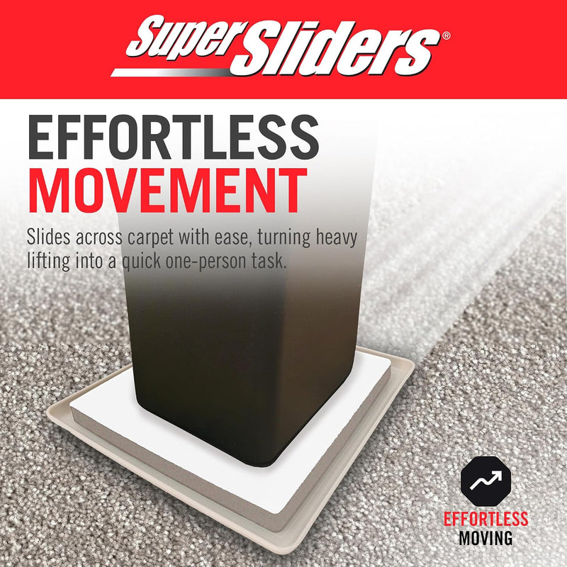 SUPERSLIDERS 4PC 1'' SQUARE DOMED SELF ADHESIVE FURNITURE SLIDERS