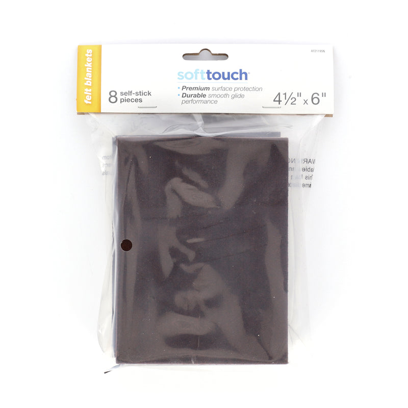 SOFT TOUCH 8PK 4-1/2''x 6'' FELT BLANKET BROWN SELT-STICK