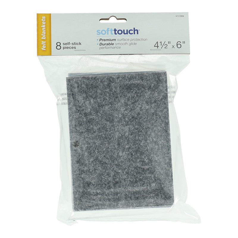 SOFT TOUCH 8PK 4-1/2x6'' FELT BLANKETS GRAY