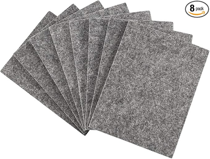 SOFT TOUCH 8PK 4-1/2x6'' FELT BLANKETS GRAY