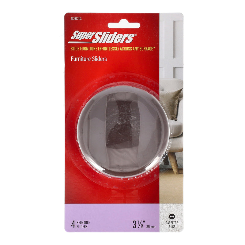 SUPERSLIDERS 4PC 3-1/2'' ROUND REUSABLE HARD FURNITURE SLIDERS BROWN