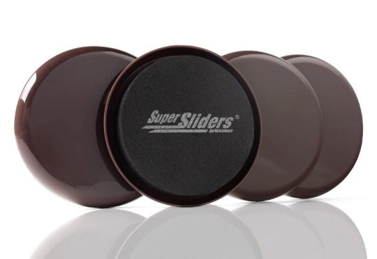SUPERSLIDERS 4PC 3-1/2'' ROUND REUSABLE HARD FURNITURE SLIDERS BROWN