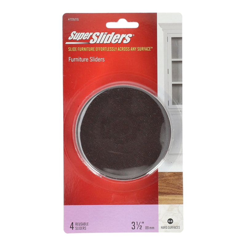 SUPERSLIDERS 4PC 3-1/2'' BROWN FELT SLIDERS