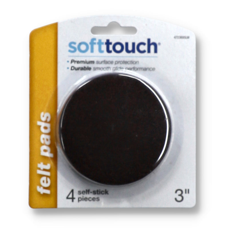 24pk 3'' BROWN ROUND FELT PADS SELF-STICK