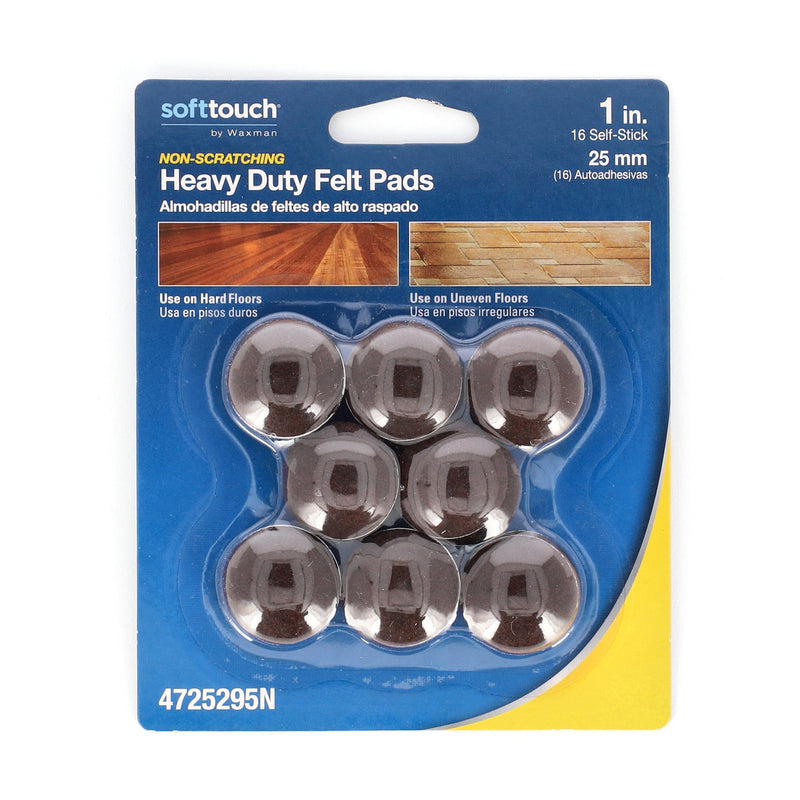 SHEPHERD 16PK 1'' ROUND DOMED FELT PADS SELF-STICK