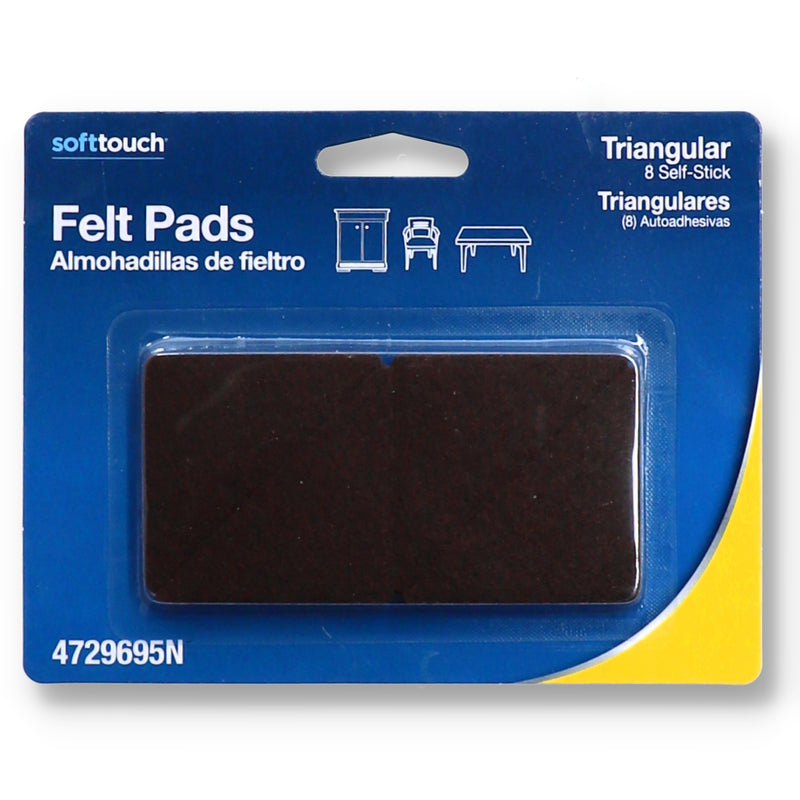 8PK BROWN TRIANGULAR FELT PADS SELF-STICK
