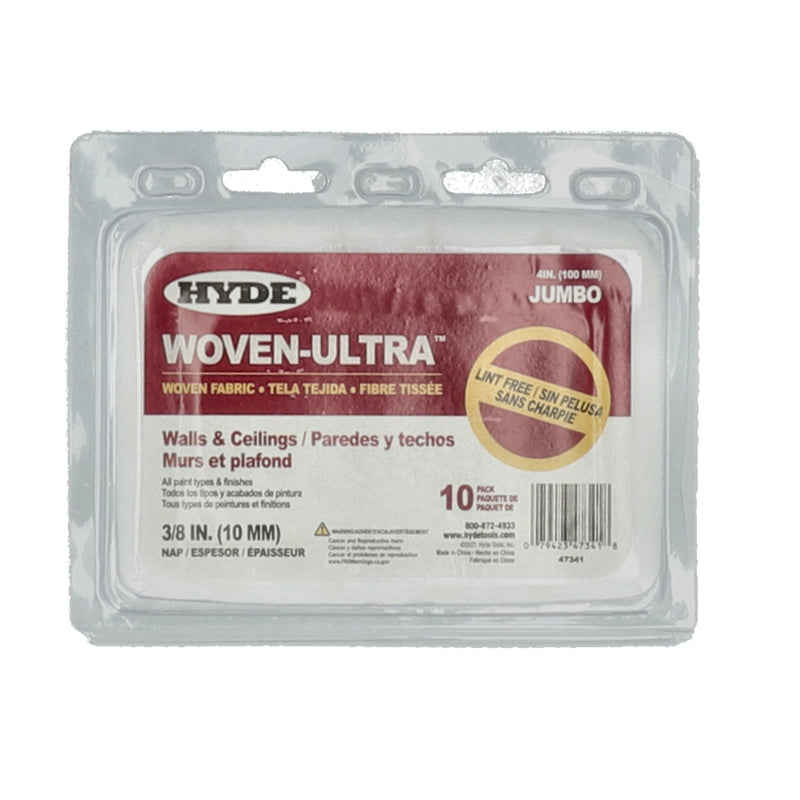 HYDE 10PK 4'' WOVEN ULTRA FABRIC JUMBO ROLLER COVERS 3/8'' NAP