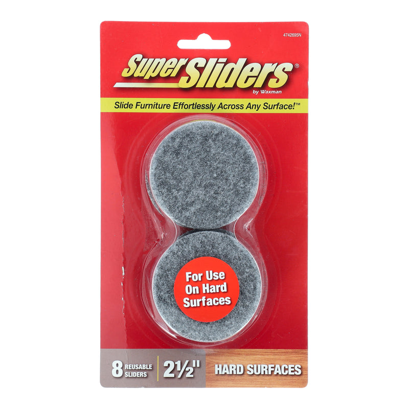 SOFT TOUCH 8PC 2-1/2'' ROUND GRAY FELT SLIDERS SELF-STICK
