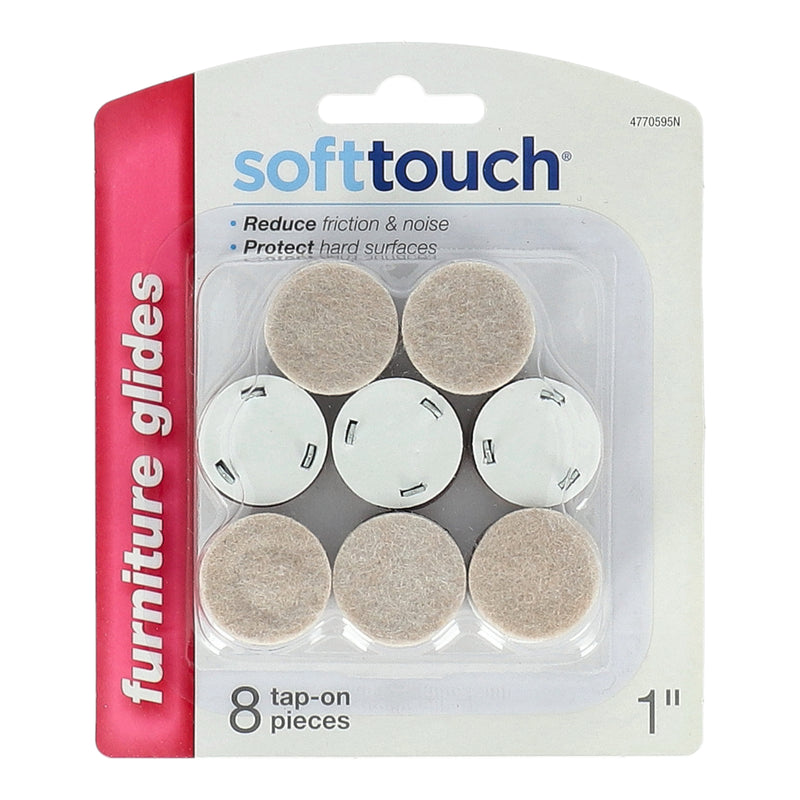 SOFT TOUCH 8PC 1'' TAP-ON FURNTIURE GLIDES