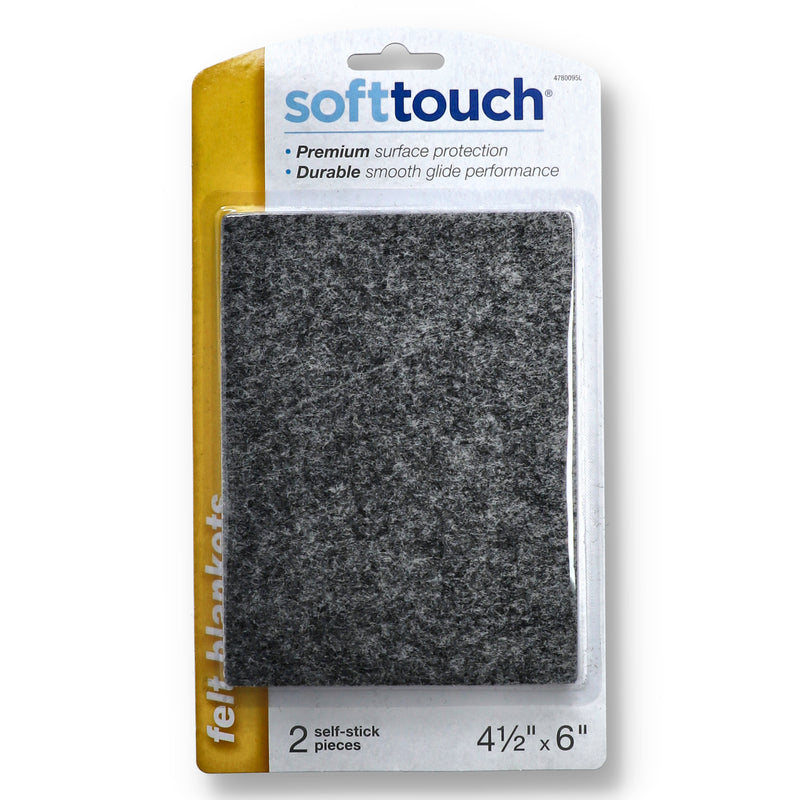 12pc 4-1/2x6'' GRAY FELT PADS SELF-STICK